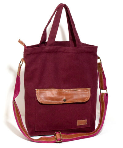 Canvas Messenger Bag - Burgundy