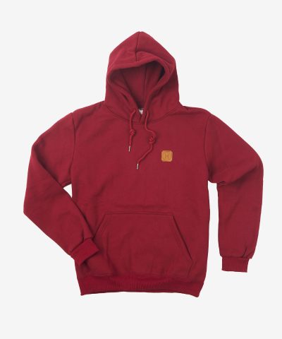 Leather Patch Hoodie — Wine