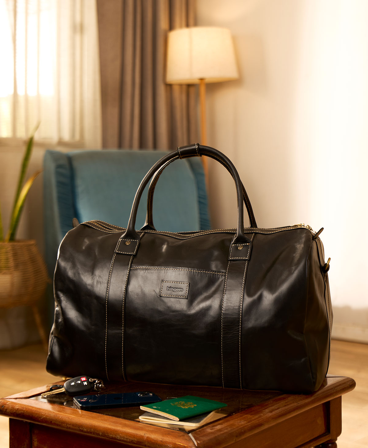 The Leather Duffel — Black - Image 7